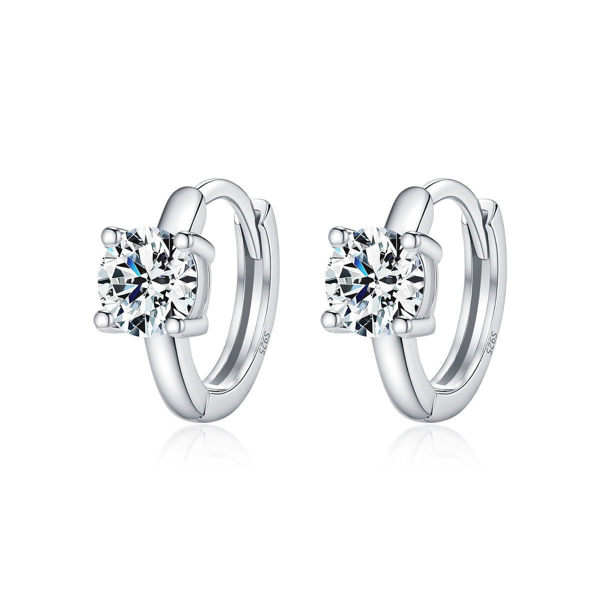 925 Sterling Silver Petite Moissanite Huggie Hoops