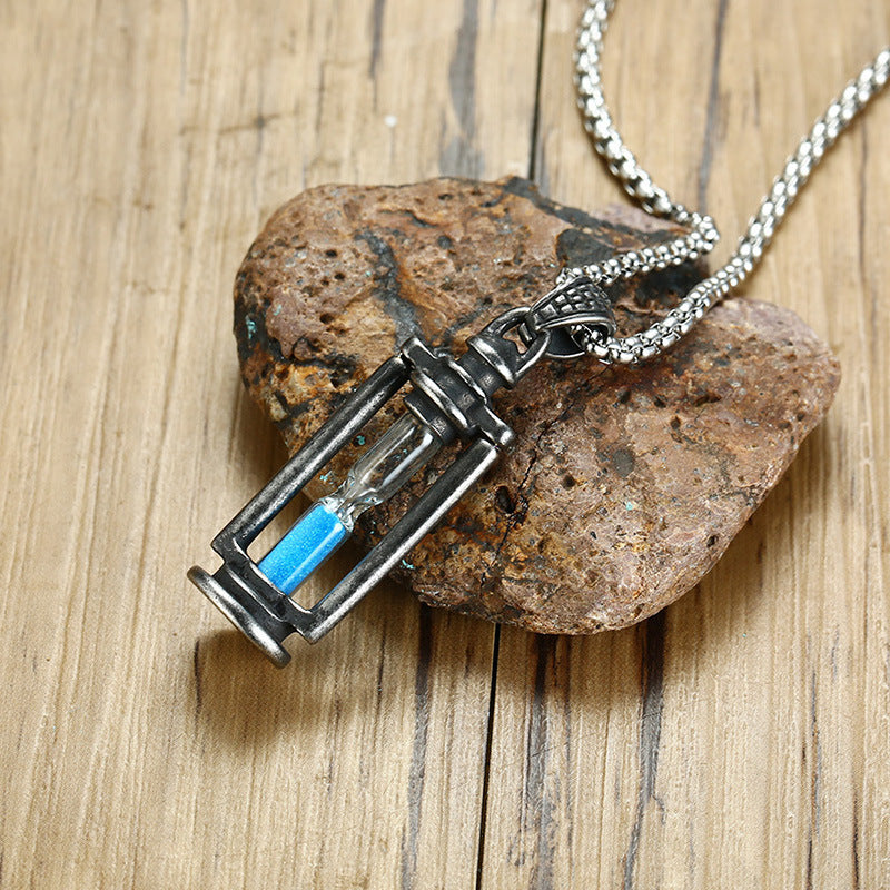 Titanium Steel Jewelry Wholesale Men's Retro Hourglass Pendant