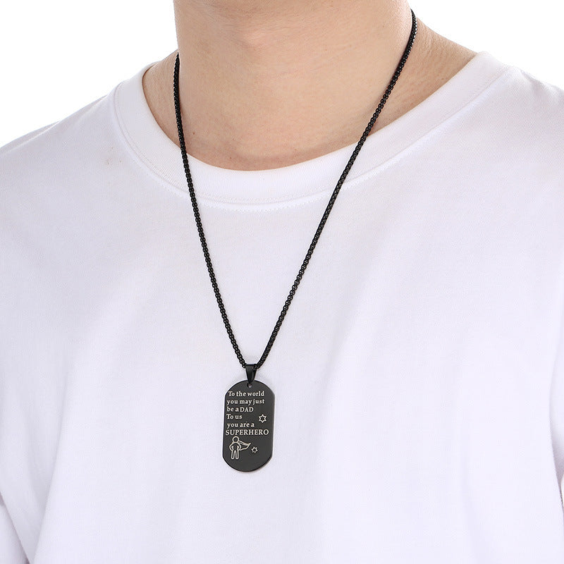 Planderful Dad Pendant Stainless Steel Engraved For Men