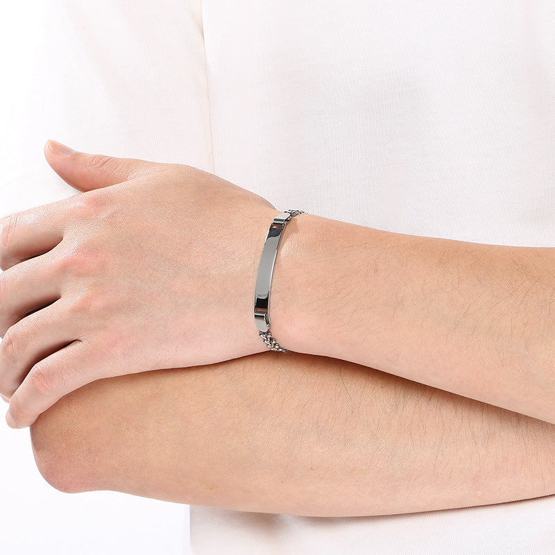 Stainless Steel Figaro Chain Bend Bracelet Nk Chain Cuban Chain Couple