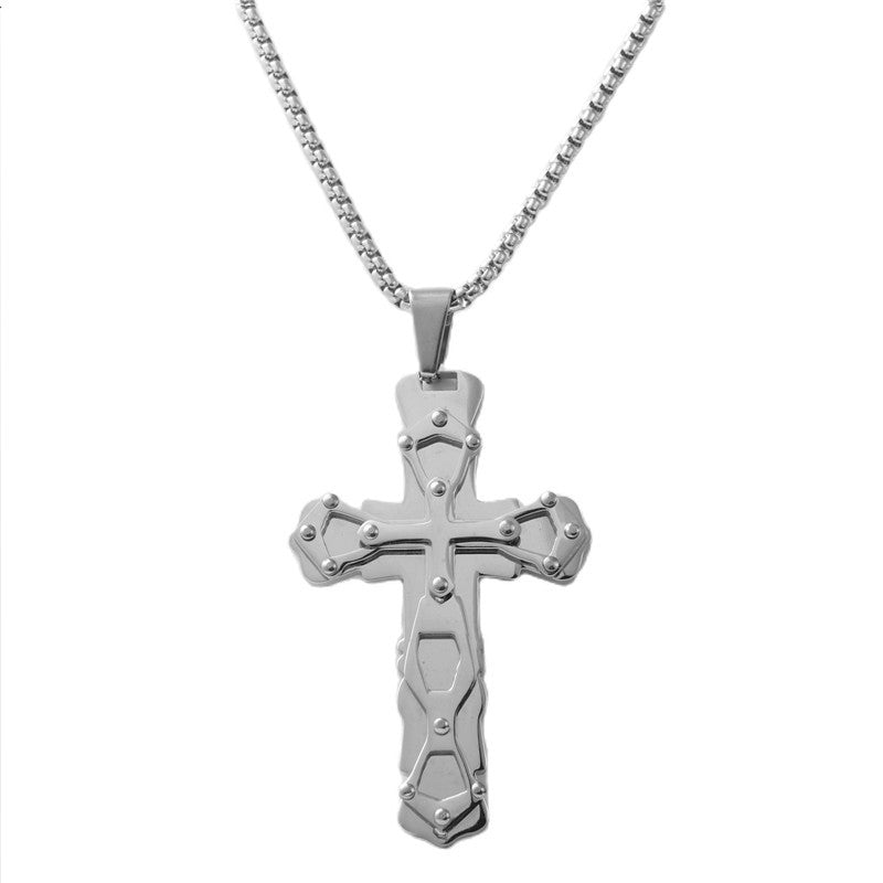 Personalized Retro Titanium Steel Cross Pendant Necklace for Trendy Men