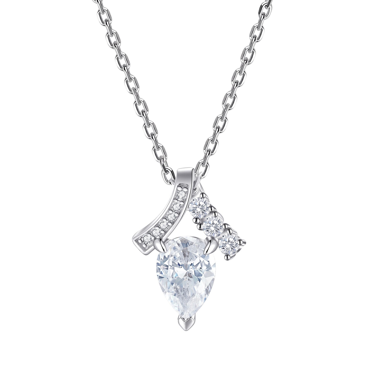 Planderful S925 Sterling Silver Zircon Necklace Water Drop Pendant For Women Elegant Luxury