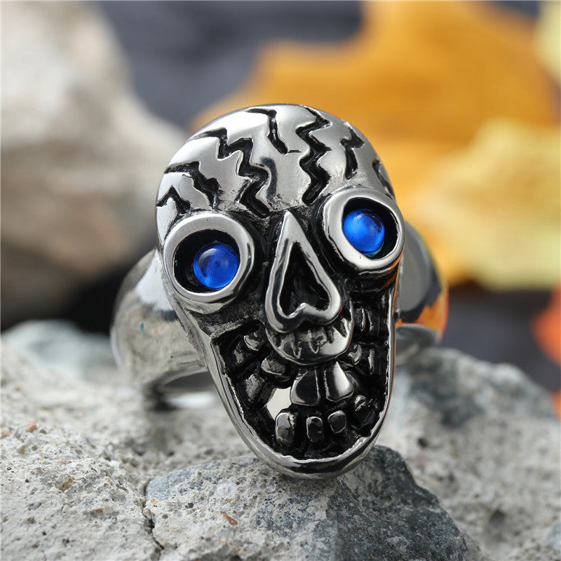 Punk Style Multi-Color Titanium Steel Skull Ring for Men - Retro Stainless Steel Jewelry
