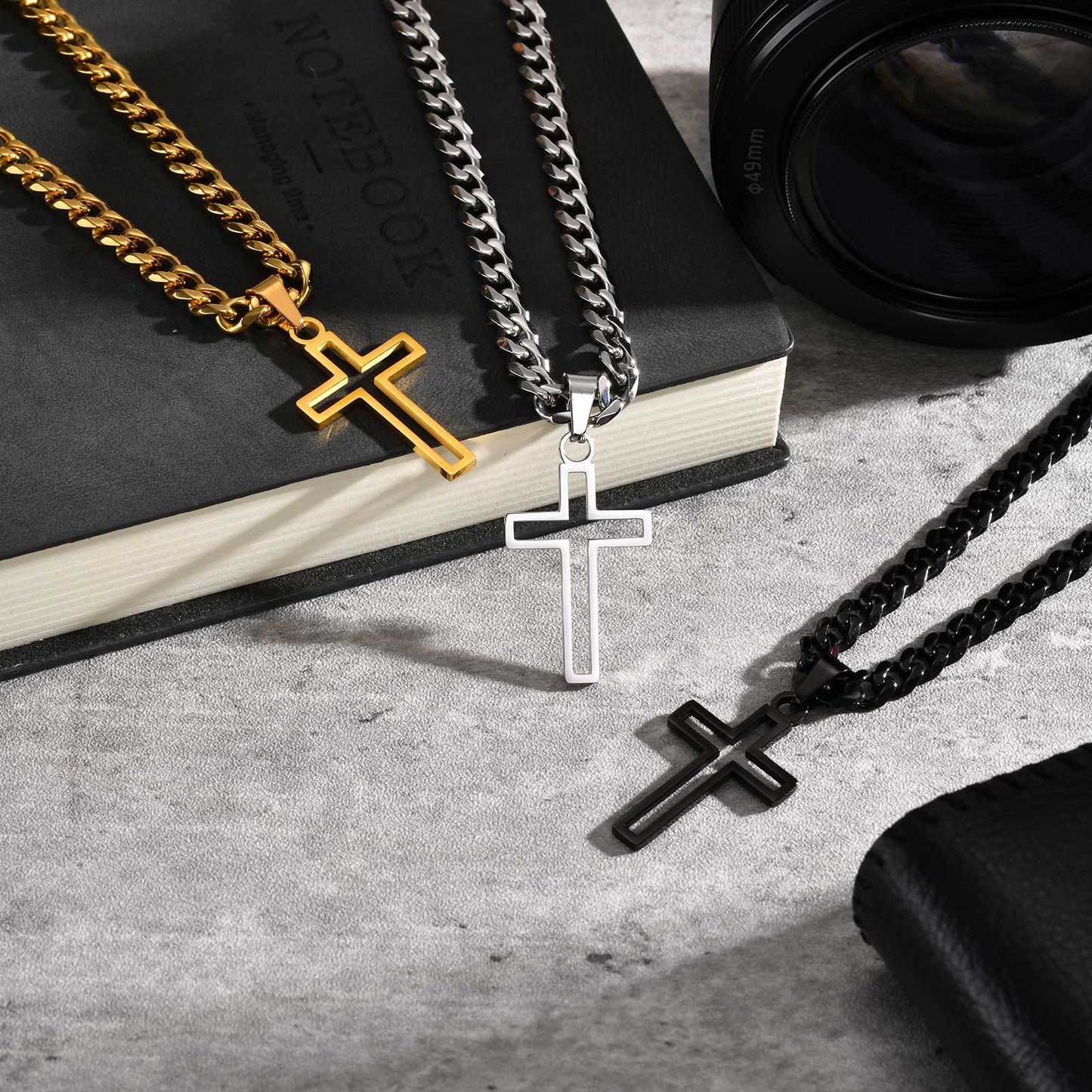 Planderful Titanium Hollow Cross Pendant Necklace For Men