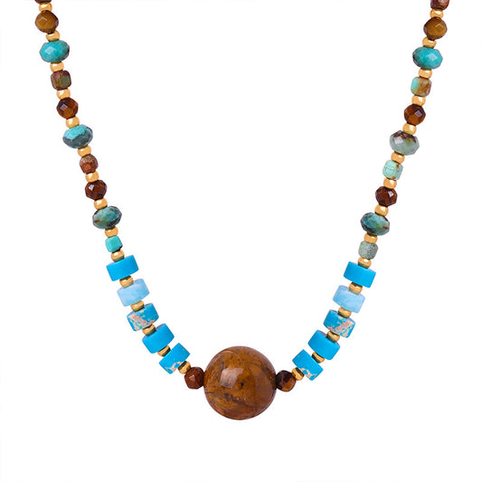 Bohemian Agate Stone Handmade Necklace - Retro High-end European American Jewelry