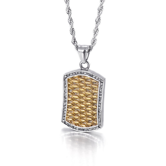 Titanium Steel Zircon Men's Pendant with a Bold Punk Army Vibe