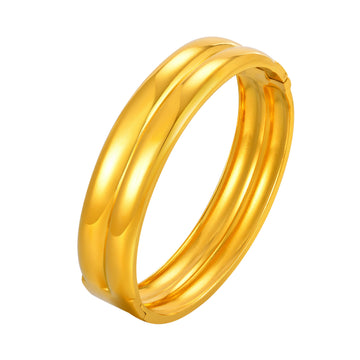 European and American fashion simple jewelry, stainless steel gold-plated double-layer light body can open bracelet