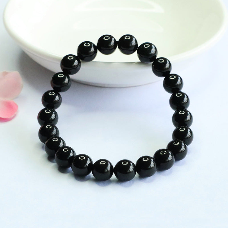 Dark Jadeite Round Bead 6 mm Bracelet