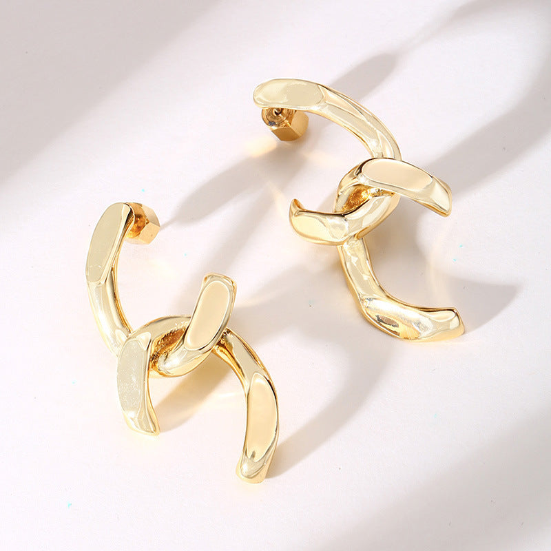 Gold-Tone Sculptural Knot Statement Earrings