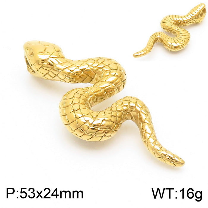 Punk Retro 3D Snake Pendant in Titanium Steel for Men - Zodiac Element Jewelry