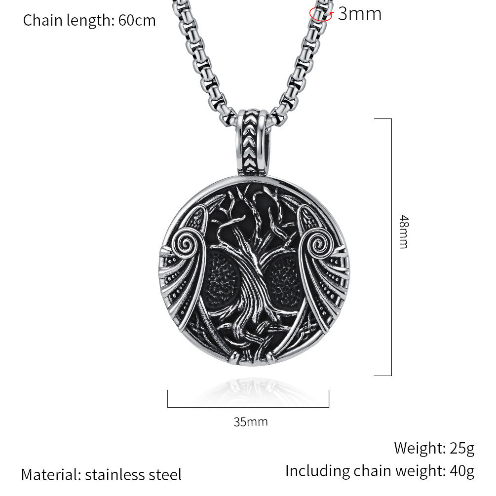 Planderful Personalized Viking Tree of Life Necklace Titanium Steel Unisex Gift for Him or Her Retro Style
