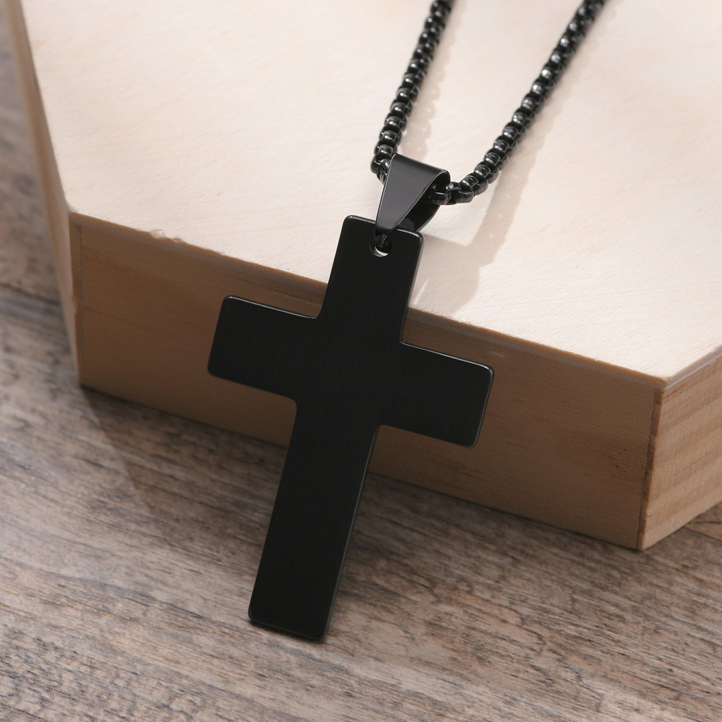 Stainless Steel Cross Pendant Men's Laser Accessories Necklace