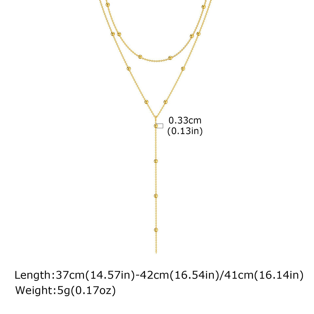 Bead Chain Tassel Double-Layer Stainless Steel Necklace Unisex