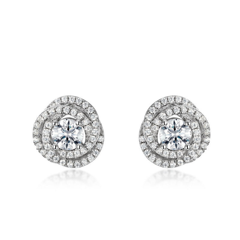 S925 Sterling Silver Moissanite Flower Stud Earrings