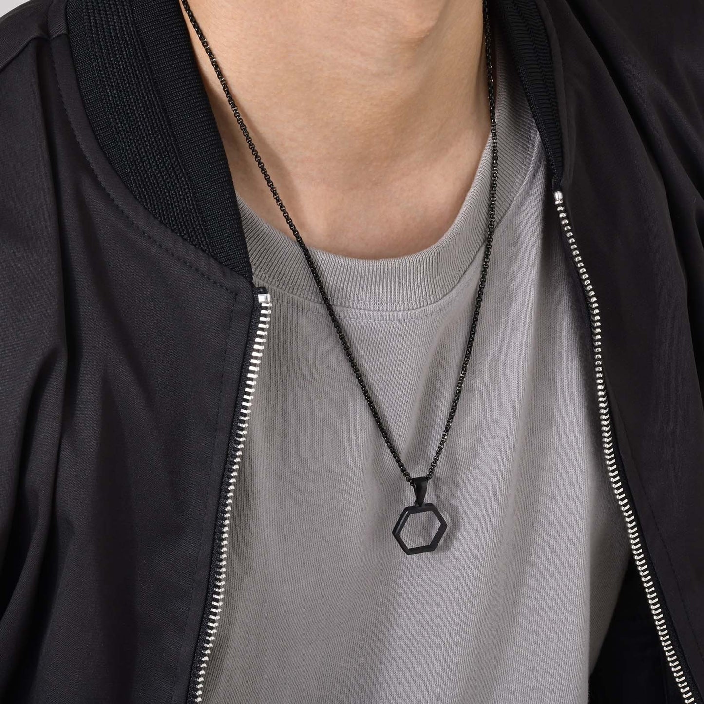 Boys Necklace Accessories Trendy Simple Pendant Hip Hop Geometric Hexagon Necklace