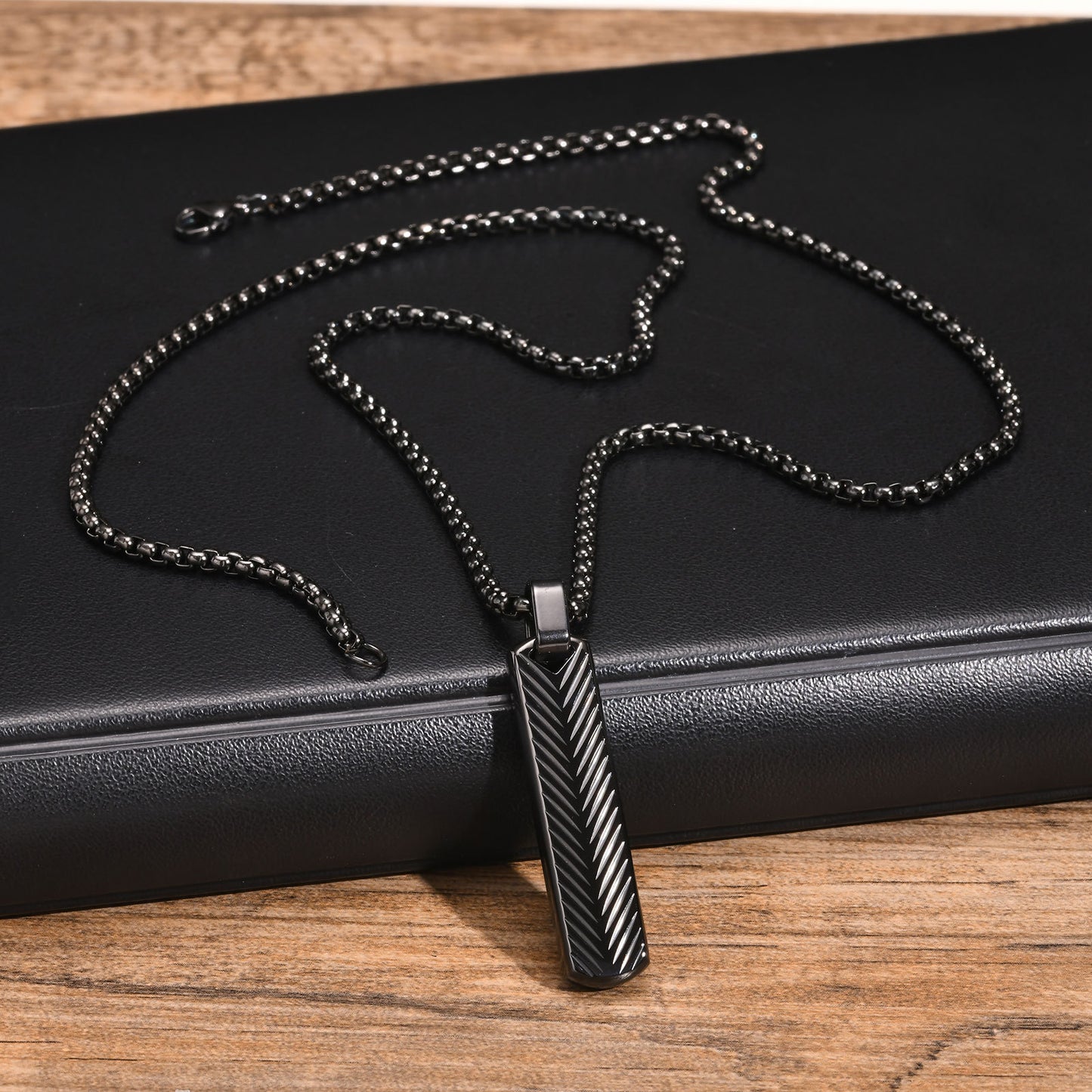 Geometric One-Word Strip Titanium Steel Flower Pendant for Men