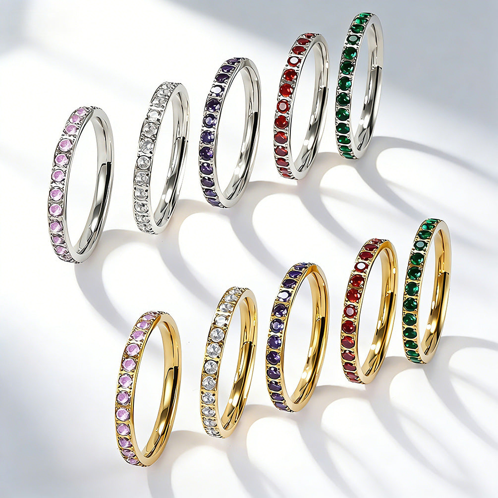 Planderful Titanium Steel Zircon Ring For Women Full Zircon Inlaid Light Luxury High End Niche Design