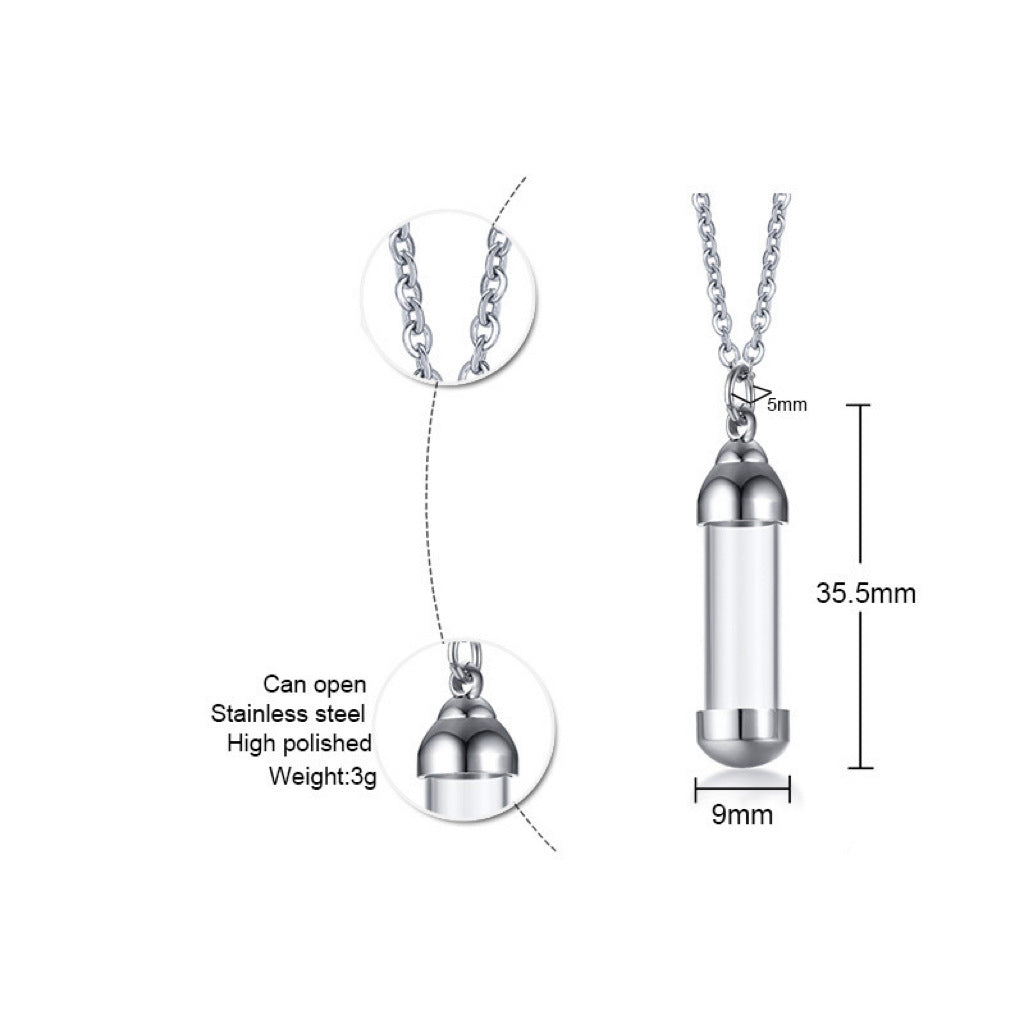 Planderful Stainless Steel Glass Pendant Perfume Bottle Necklace Openable For Unisex Everyday Fragrance
