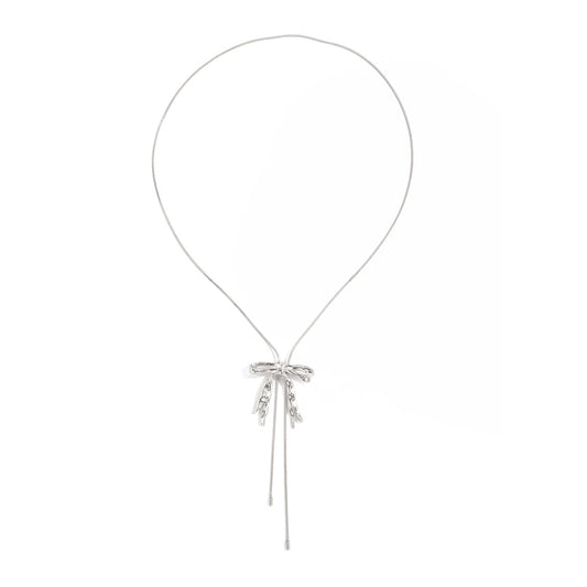Pleated Bow Adjustable Y-Necklace