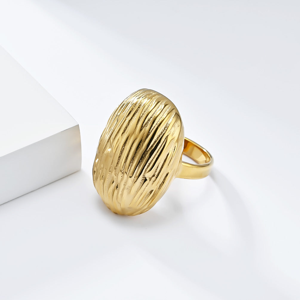 Planderful Everyday Genie Gold Plated Titanium Steel Ring For Women, Geometric European Design, Daily Wear Jewelry