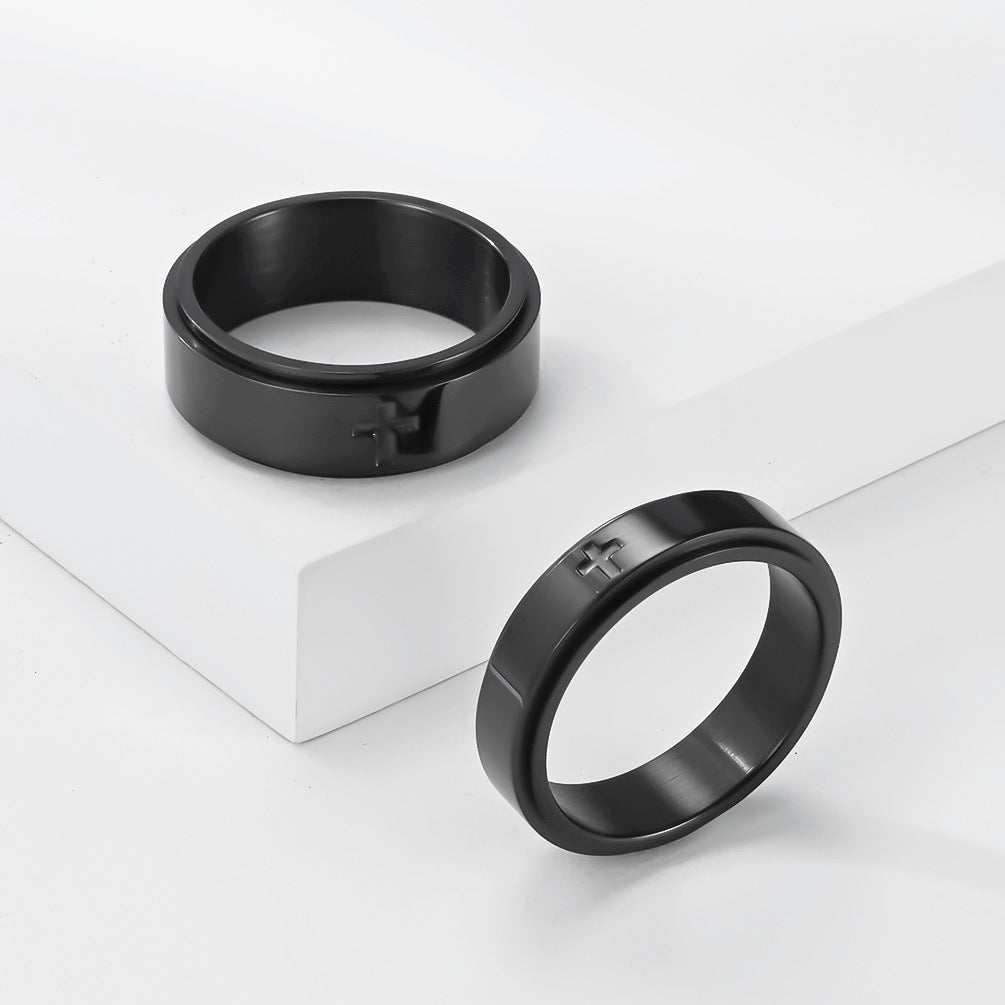 Steel Ring - Elegant Cross Rotating Ring for Couples, Anxiety Relief, Fade-Resistant