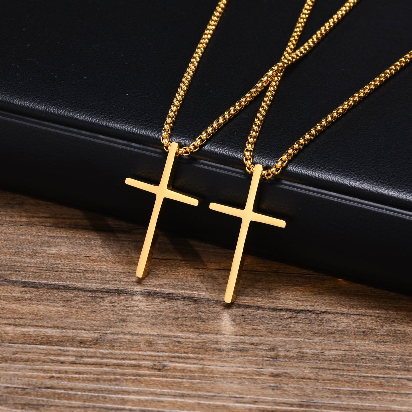 Stainless Steel Bare Cross Pearl Chain Necklace for Men and Women