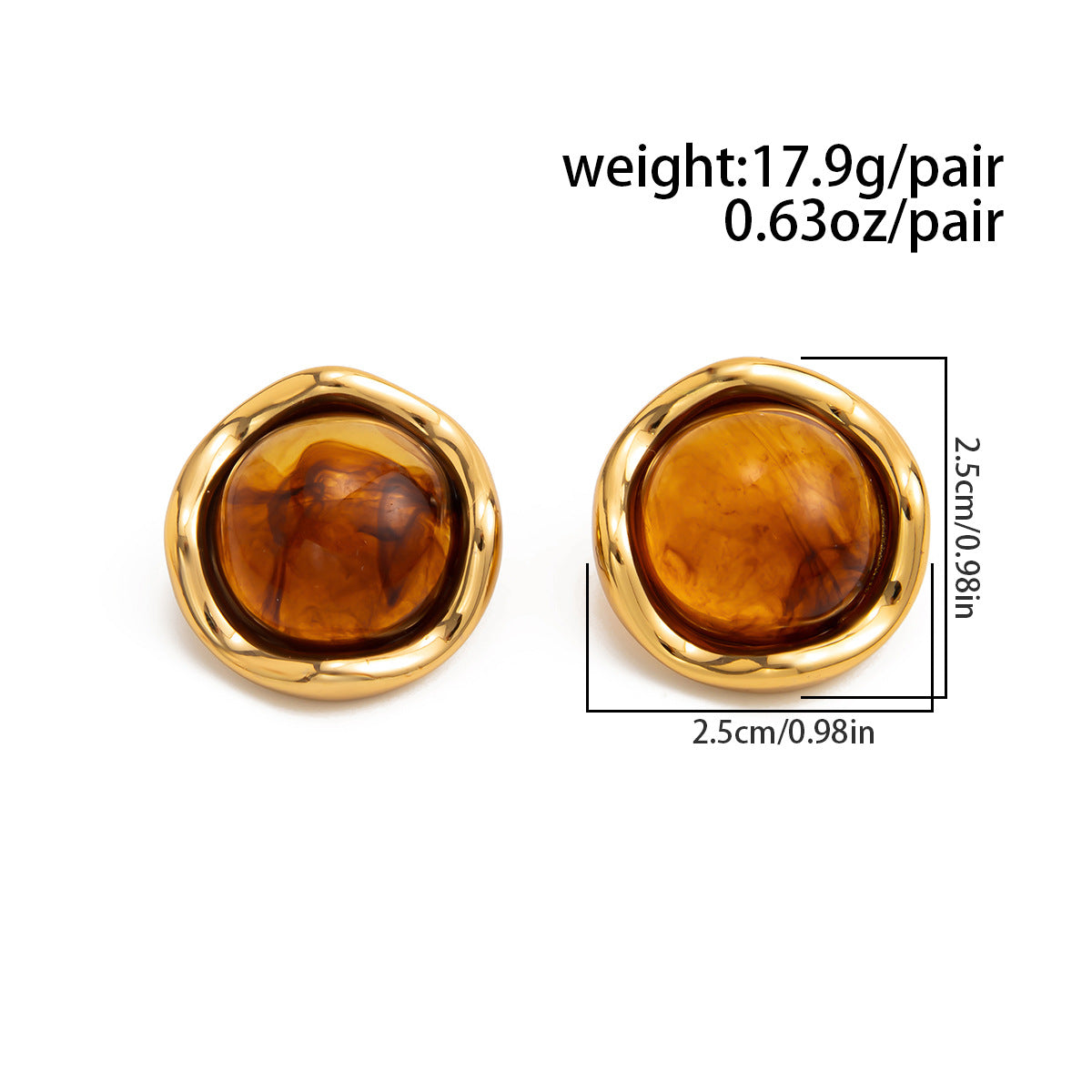 Planderful Elegant Versatile Stainless Steel Stud Earrings With Gold Edge And Wavy Round Look For Everyday Women