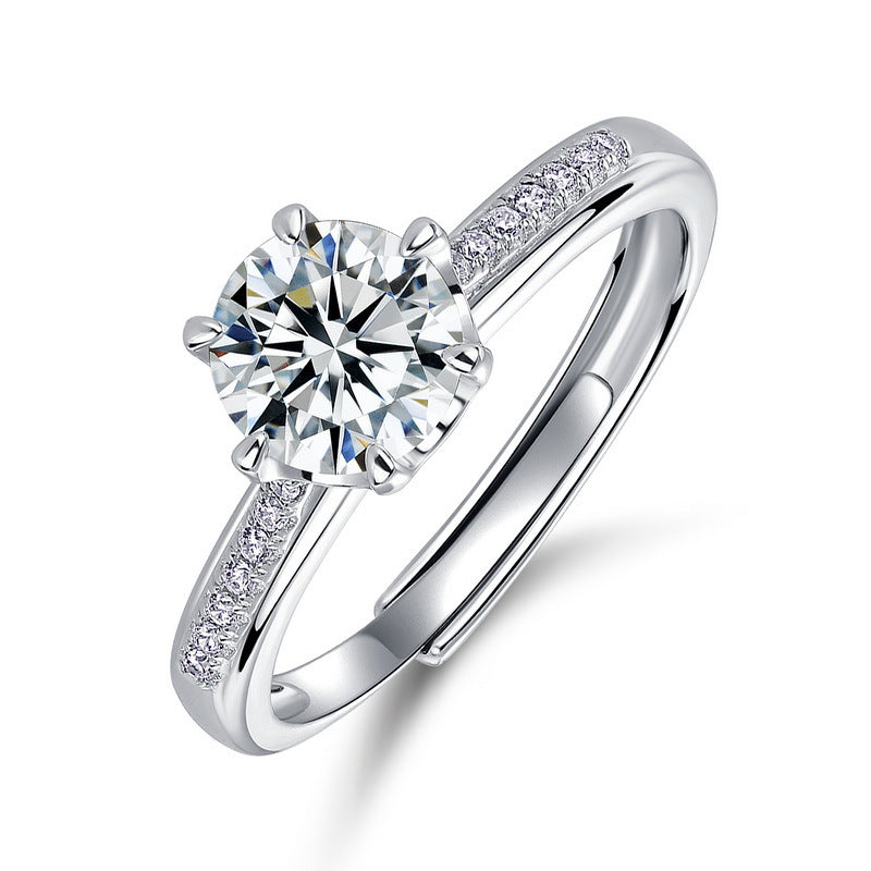 Planderful Classic Moissanite Sterling Silver Ring – 6.5 × 6.5 mm, 1 ct – Style 2