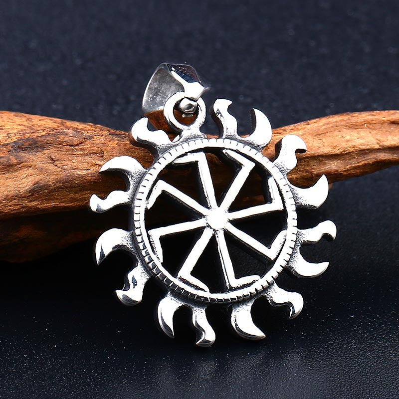 Trendy Men's Hollow Titanium Steel Sun Pendant - Stylish Stainless Steel Jewelry for Every Occasion
