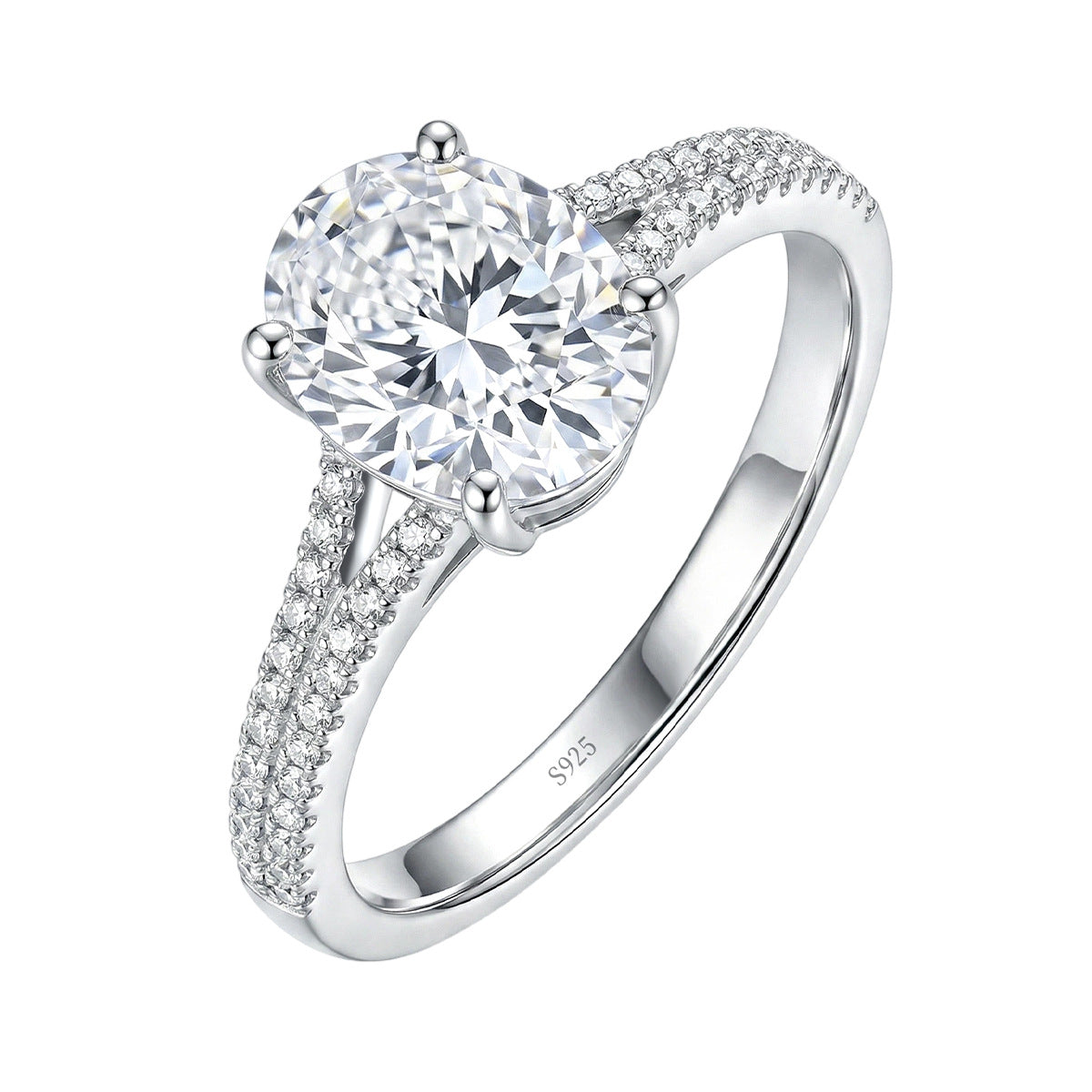 Oval Egg-Shaped S925 Sterling Silver Ring