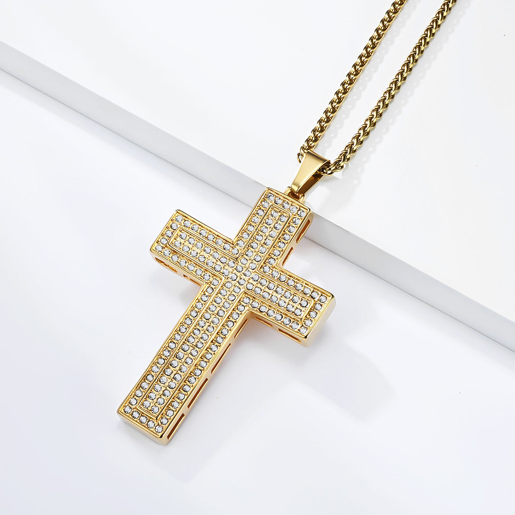 Punk Cross Stainless Steel Men's Pendant Necklace