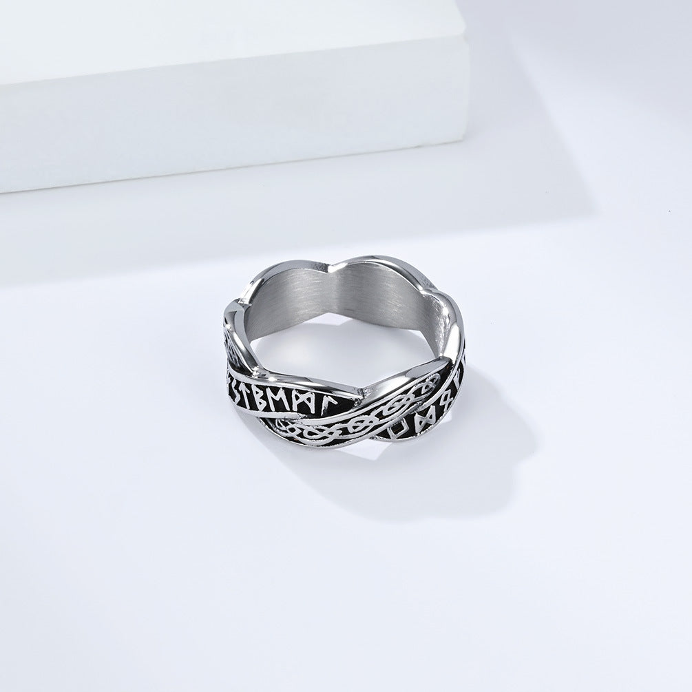 Planderful Stainless Steel Viking Ring With Eternal Knot Weave For Unisex Jewelry