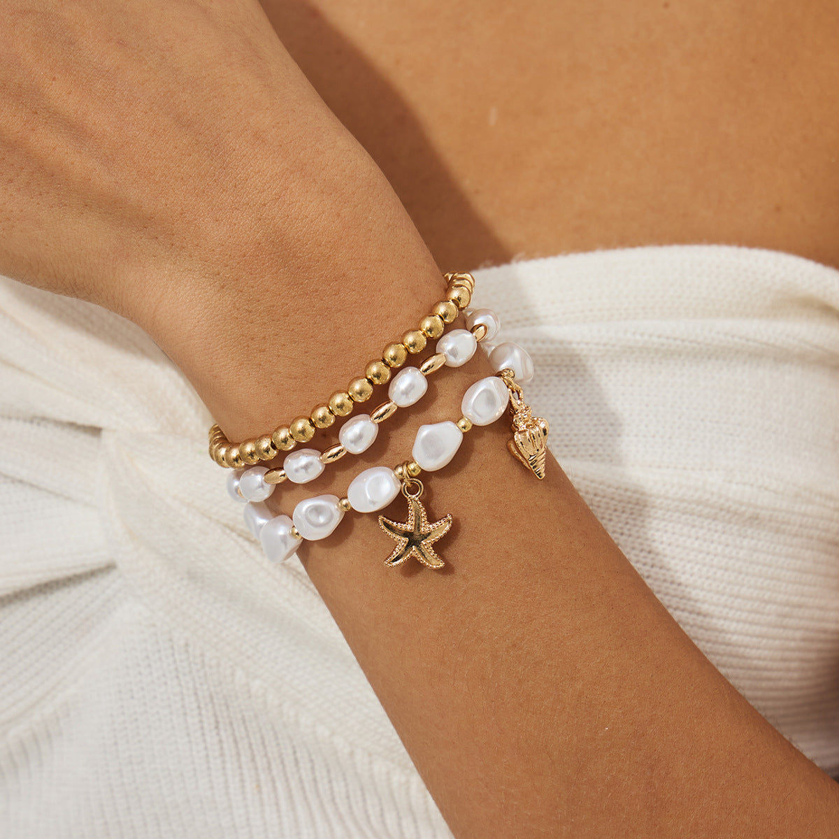Baroque Beaded Bracelet Vienna Verve By Planderful Starfish Shell Pendant For Elegant Statement Jewelry Lovers