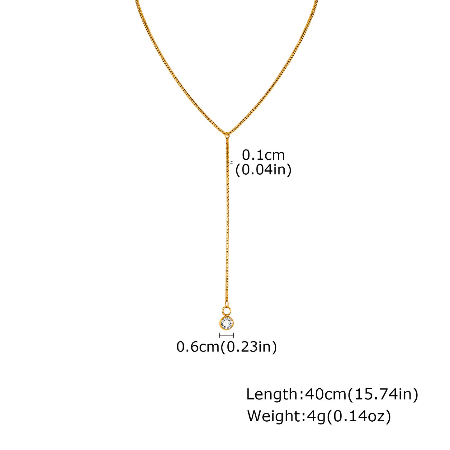 Women's Jewelry Fashion Stainless Steel Box Chain Y-Necklace Gold