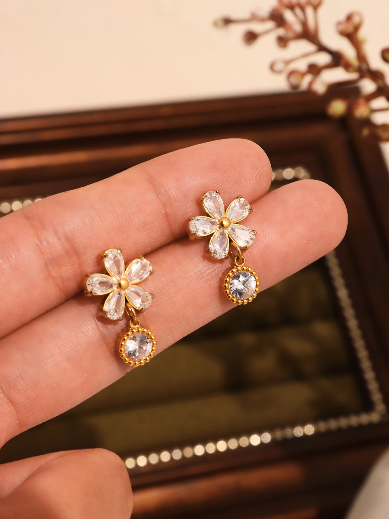 Planderful Everyday Genie Zircon Flower Earrings For Women