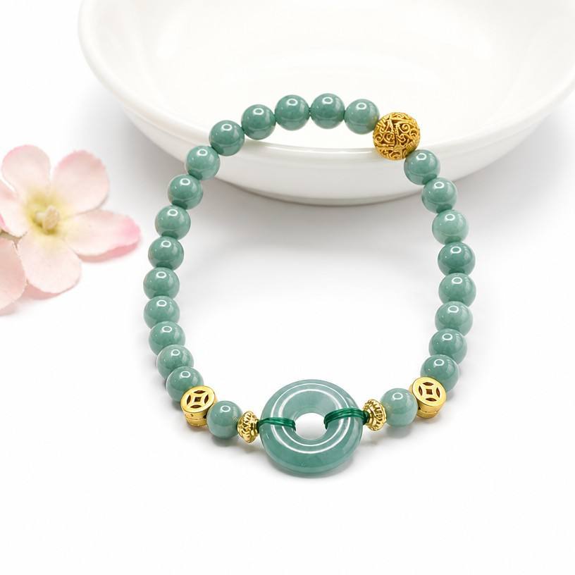Blue Water Jadeite Classic 5.8 mm Beaded Bracelet