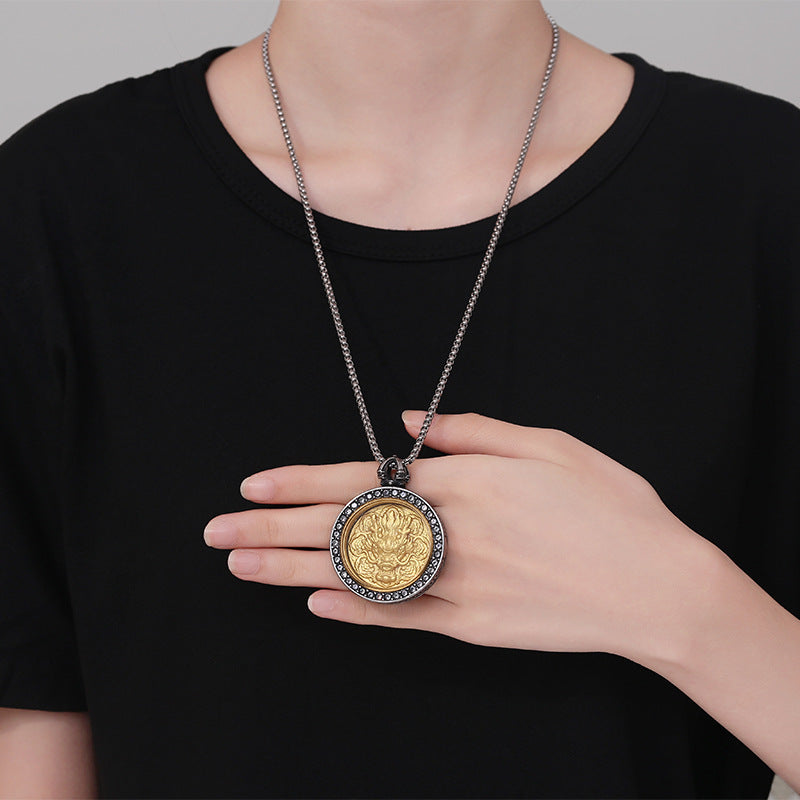 Zircon Necklace - Vintage Tibetan Dragon Pendant