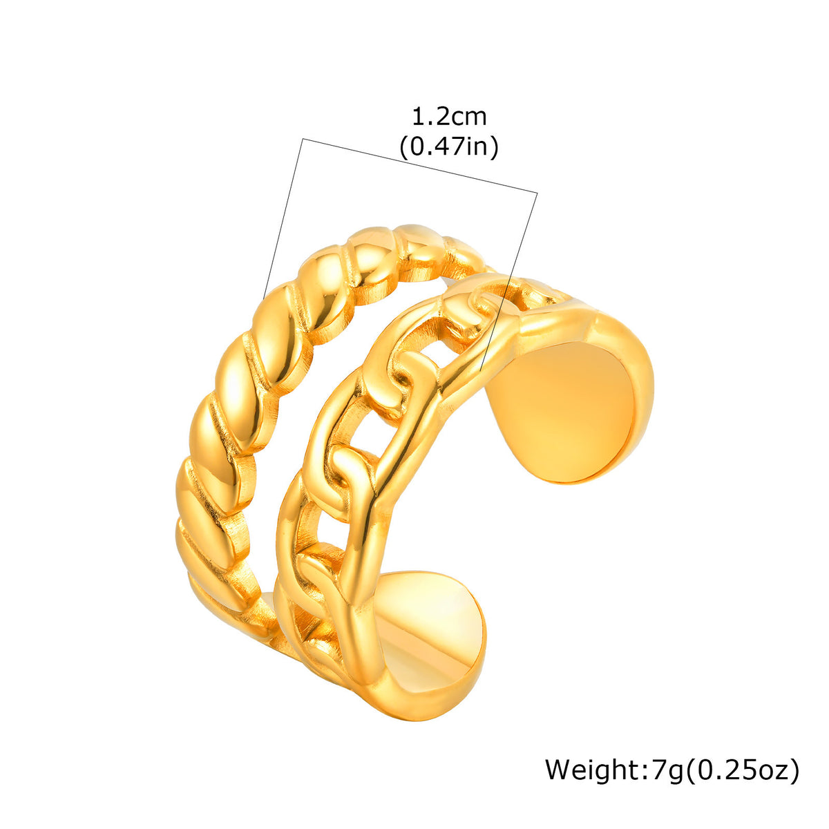 Titanium Steel Design Twist Chain Open Ring