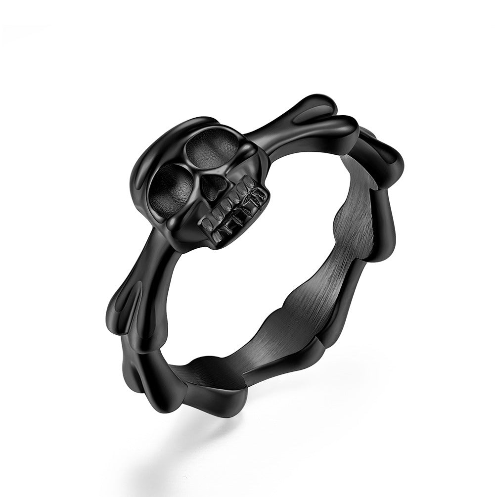 Planderful Skull Ring For Men Women Titanium Steel Punk Rock Motorcycle Style Bold Street Accessory