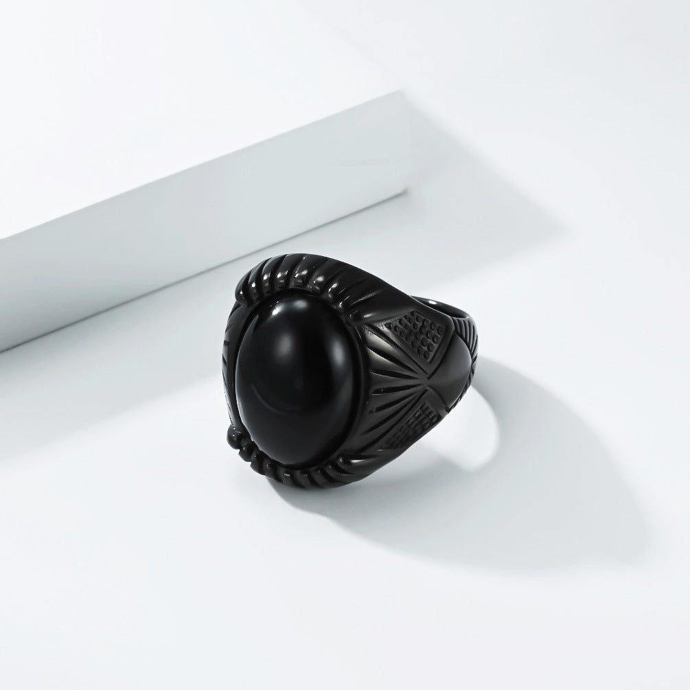 Planderful Everyday Genie Retro Black Stone Ring For Modern Luxury Seekers And Style Enthusiasts