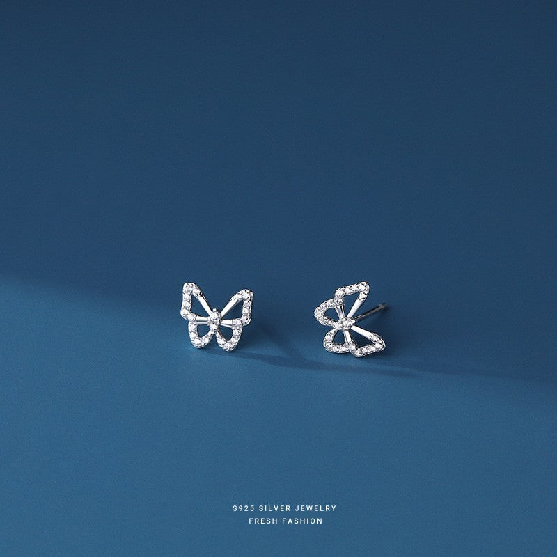 Butterfly Hollow 925 Sterling Silver Women's Earrings