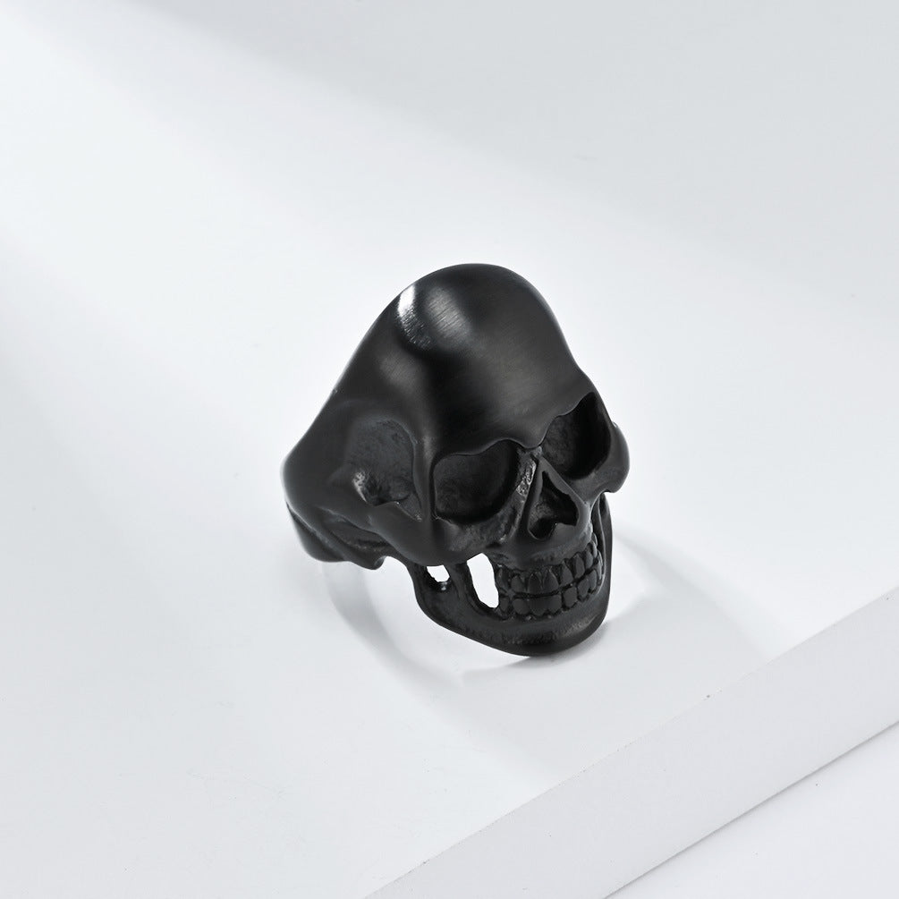 Dark Classic Skull Titanium Steel Ring for Men's HipHop Jewelry