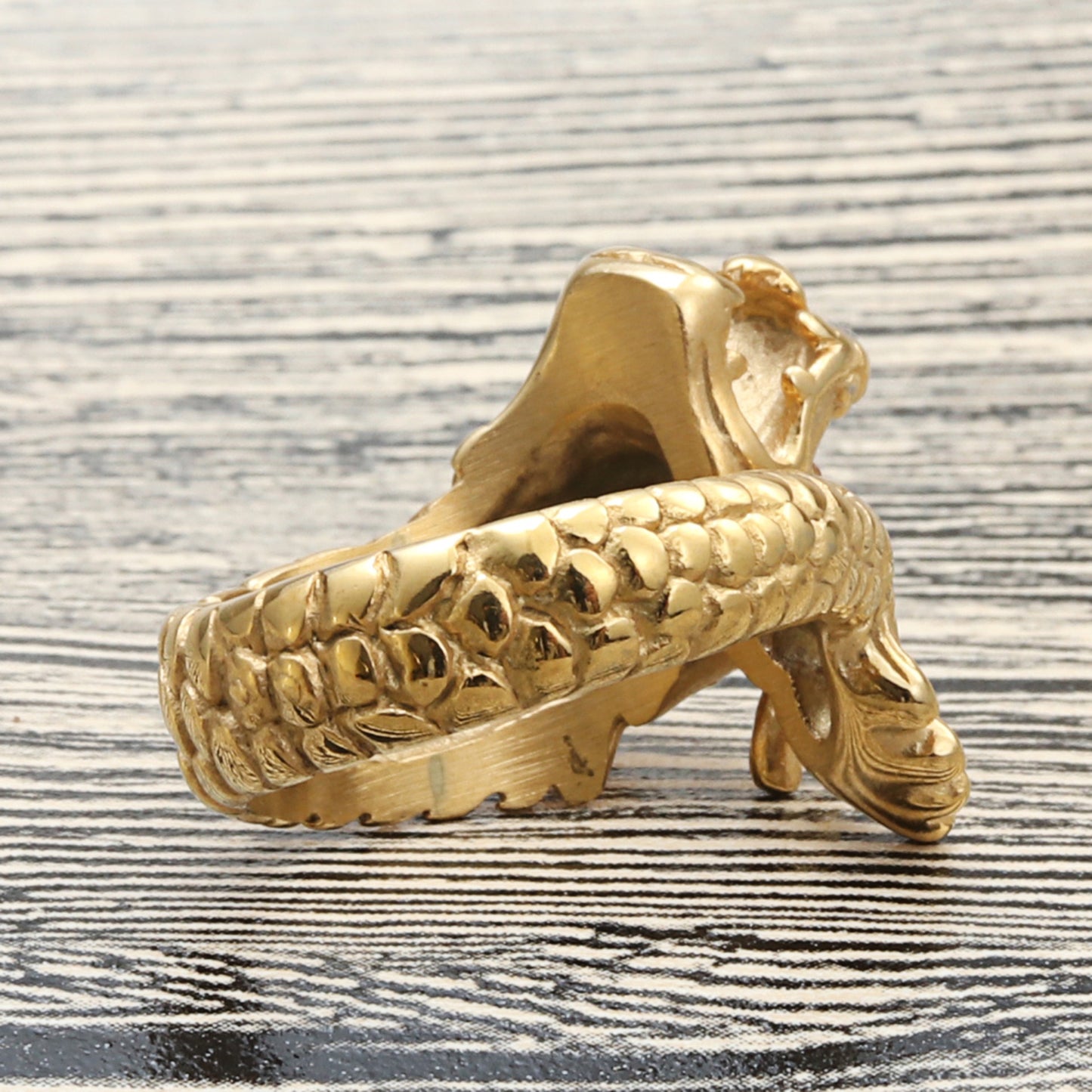 Punk-Inspired Titanium Steel Dragon Head Ring for Men - Retro Personality Jewelry
