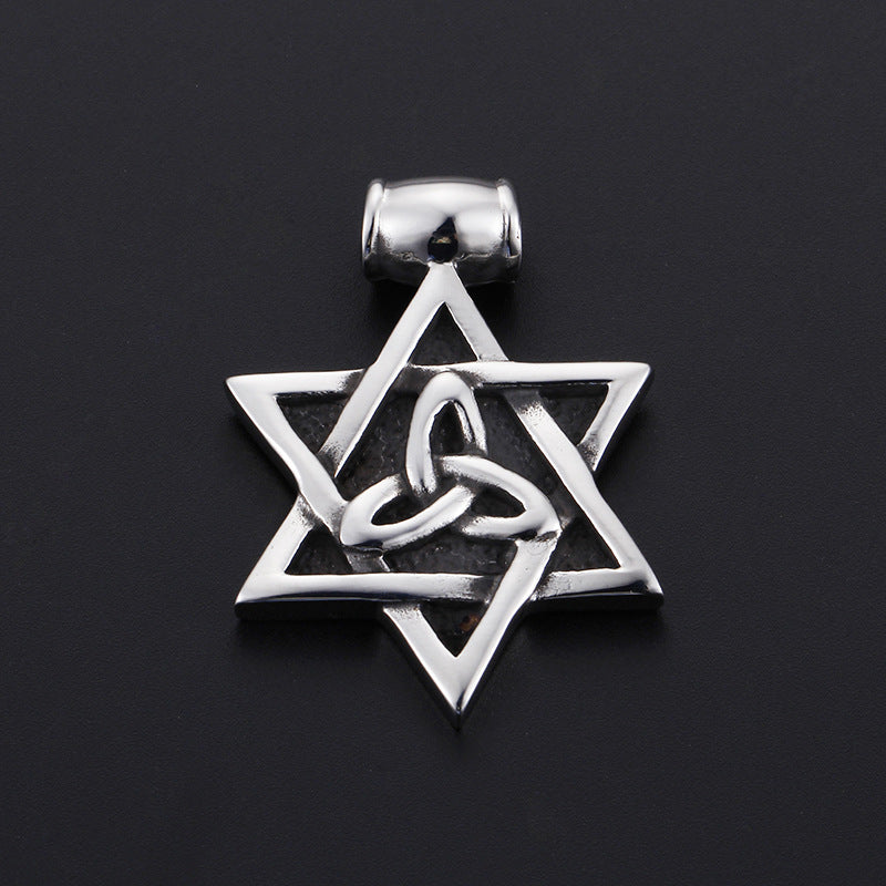 Hexagram Titanium Steel Men's Pendant - Retro Punk Style for Men
