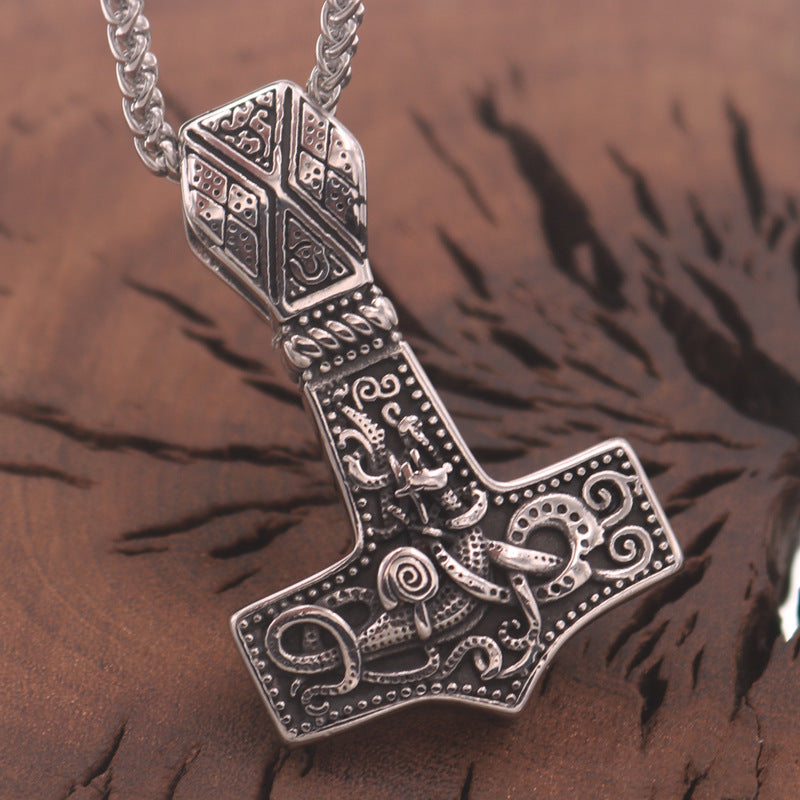 Mystical Norse Legacy Titanium Steel Dragon Necklace for Men