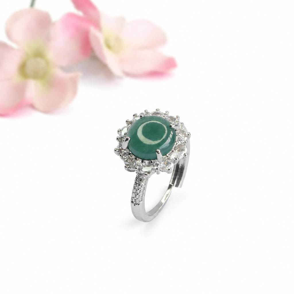 Blue Water Jadeite Statement Ring