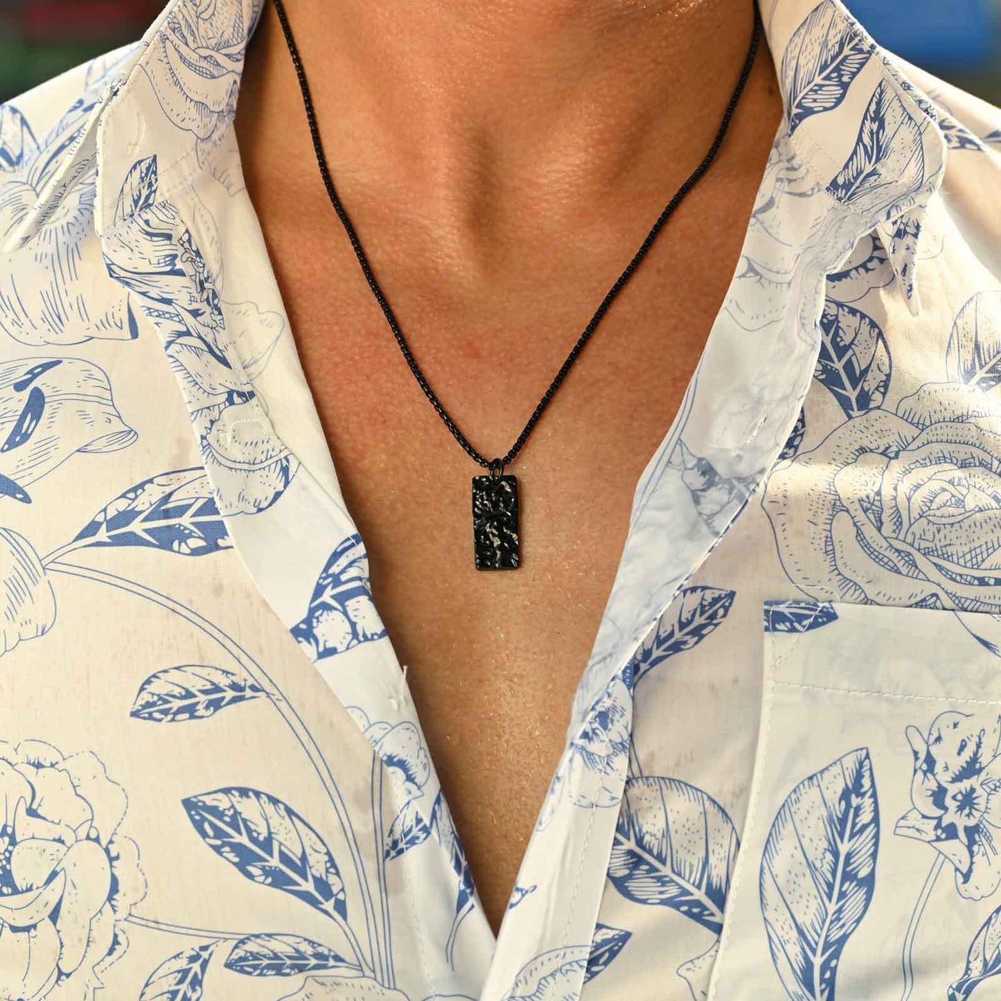 Planderful Black Stainless Steel Geometric Pendant For Men