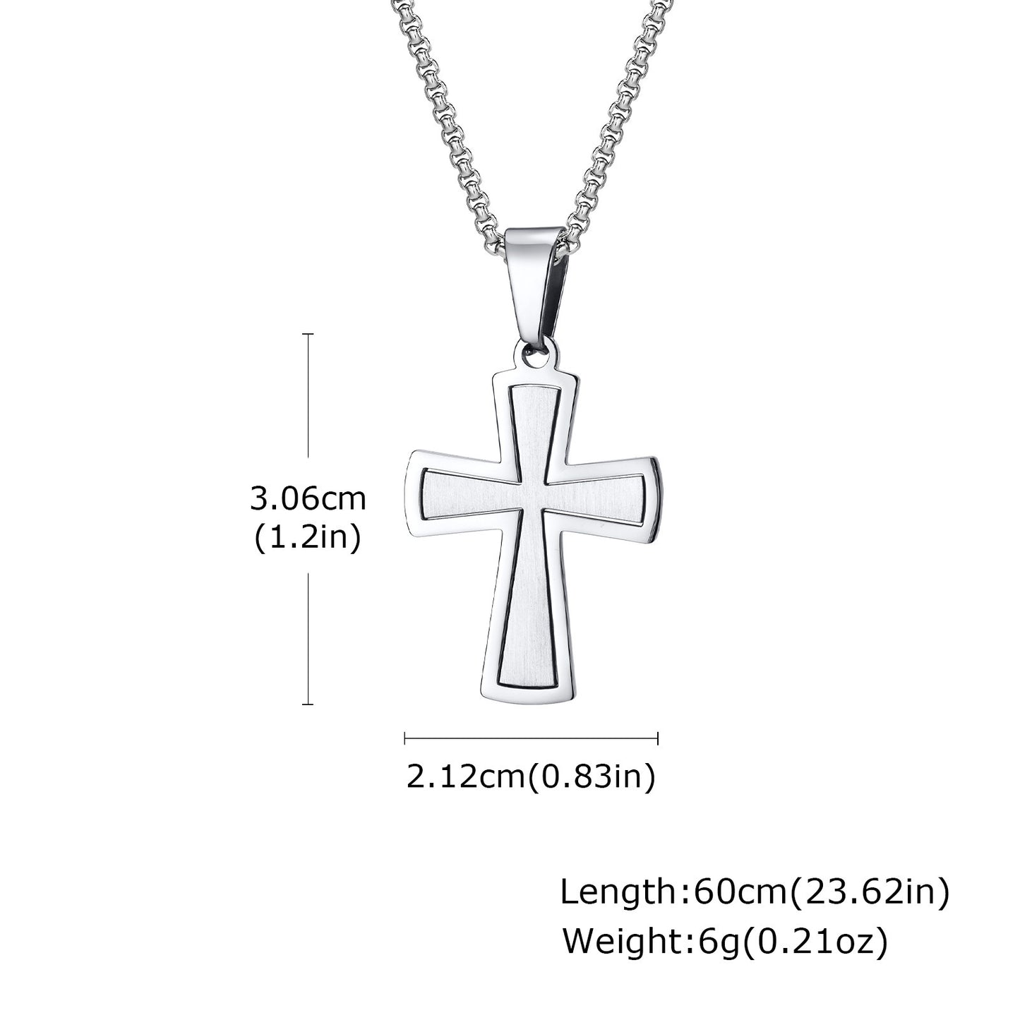 Planderful Mens Cross Pendant Necklace Durable Steel