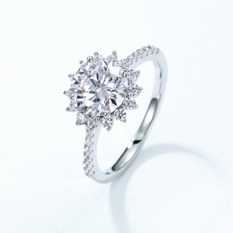 Planderful Snowflake Moissanite Sterling Silver Ring – 6.5 × 6.5 mm, 1 ct