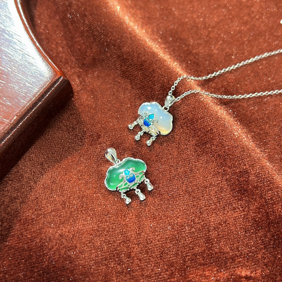 S925 Sterling Silver Retro Ping An Ruyi Gourd Necklace